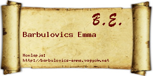 Barbulovics Emma névjegykártya